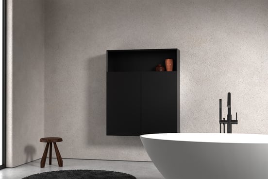 Balmani Idra Badhochschrank: Hängend, Schwarz matt, 100 x 30 x 120 cm