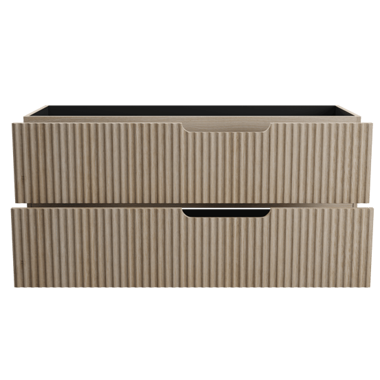 Linie Ribbo hängender Waschbeckenunterschrank: 120 x 46 cm, Eiche hell, 2 Schubladen