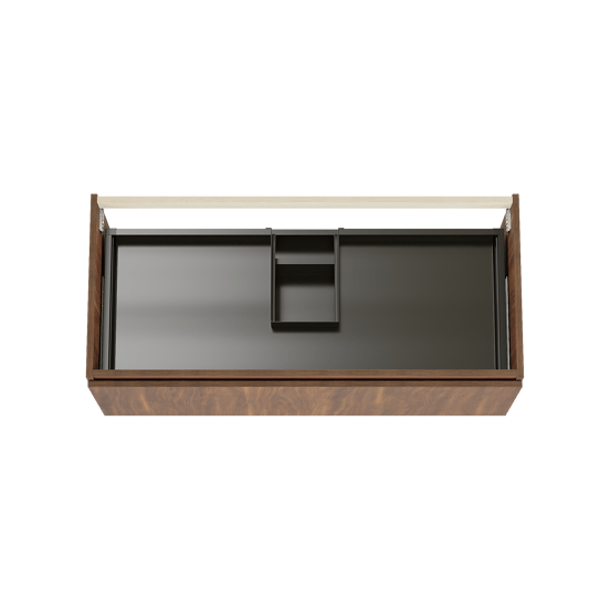 Balmani Sfera hängender Waschbeckenunterschrank: 120 x 55 cm, Amerikanischer Nussbaum, 2 Schubladen