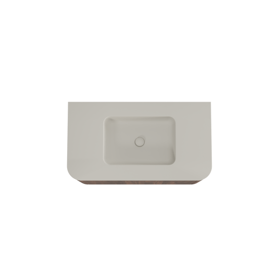 Balmani Moon hängendes Möbelstück Set: 100 x 55 cm, Amerikanischer Nussbaum, mit Moon Einzelwaschtisch, Top Solid Seidengrau