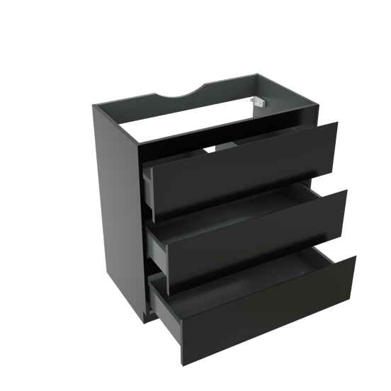 Linie Lado stehender Waschbeckenunterschrank: 80 x 46 cm, Schwarz Matt, 3 Schubladen