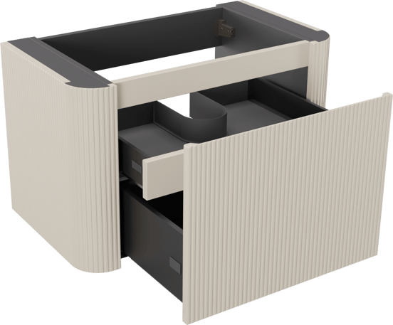 Storke Soft zwevende wastafelonderkast 80 x 46 cm Sand mat 2 lades vert. sym. Groef