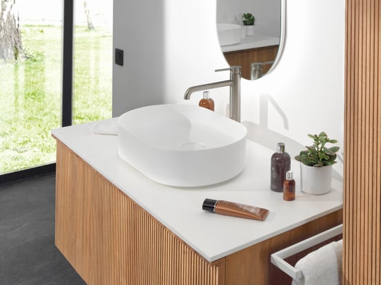 Balmani Stretto enkel of dubbel wastafelblad matte Solid Surface 120 x 55 cm