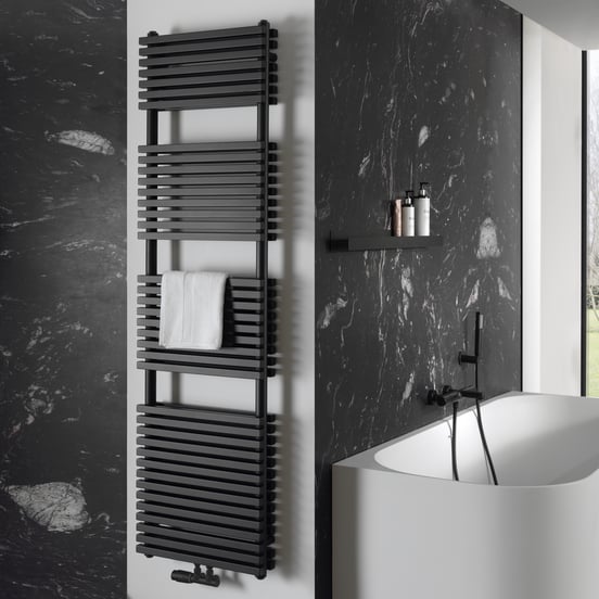 Vipera Vesuvio sèche-serviettes doublé 60 x 180 cm chauffage central noir mat raccordement latéral et central 2.175W
