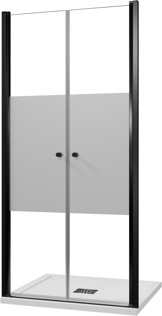 Luca Varess Kuresa porte battante 100 x 200 cm verre transparent avec bande mate profil noir mat