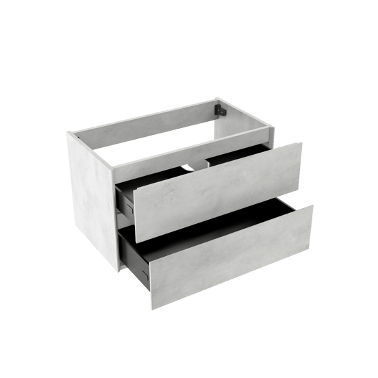 Storke Edge zwevende wastafelonderkast 80 x 46 cm beton zilvergrijs 2 lades