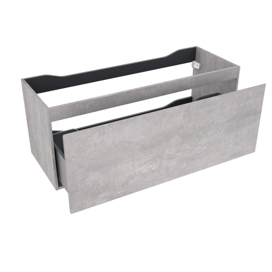 Linie Lado hängender Waschbeckenunterschrank: 120 x 46 cm, Beton dunkelgrau, 1 Schublade