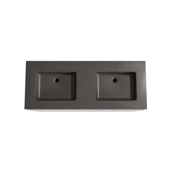 Storke Edge staand badmeubel 130 x 52 cm mat wit met Scuro High dubbele wastafel in kwarts mat zwart