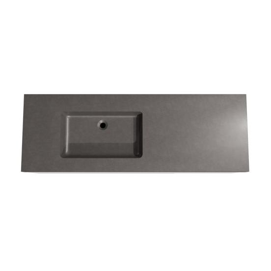 Storke Edge meuble salle de bains suspendu 150 x 52 cm blanc mat avec Scuro High plan vasque asymétrique à gauche en quartz noir mat