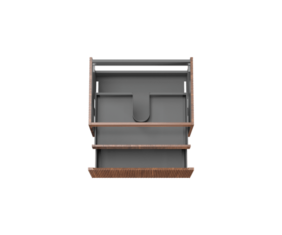 Storke Ribs zwevende wastafelonderkast 75 x 52 cm notenhout 2 lades