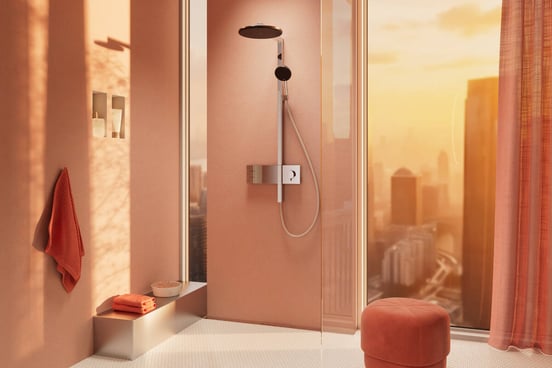 Hansgrohe Raindance Alive S 300 2jets Showerpipe Duschsystem mit Thermostatbatterie: Wandmontage, Chrom Glänzend