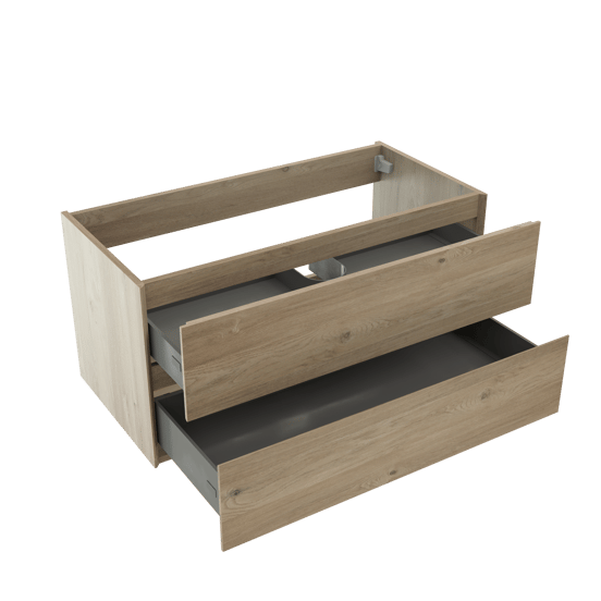 Storke Edge zwevende wastafelonderkast 105 x 52 cm ruw eiken 2 lades