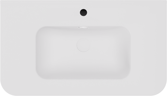 Storke Soft zwevend badmeubel 80 x 46 cm Sand mat met Kera Soft enkele wastafel in porselein mat wit, Verticale symmetrische rechte ribbel