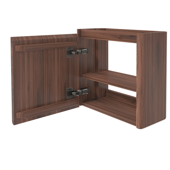 Balmani Fara zwevend toiletmeubel 45 x 22 cm amerikaans notenhout met Fara wastafel in Dark Emperador marmer