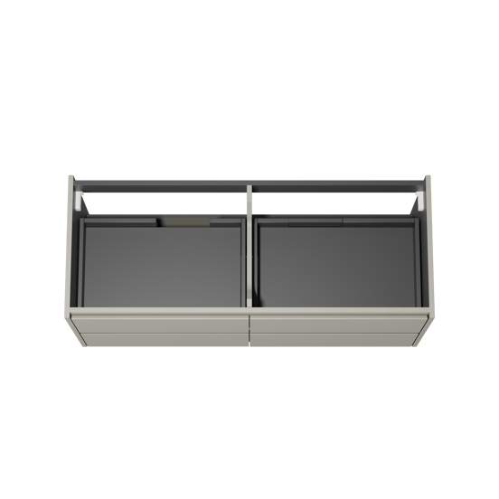 Storke Seda meuble sous-vasque suspendu 130 x 52 cm soie grise 4 tiroirs