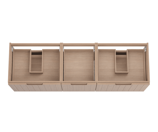 Balmani Adagio zwevend badkamermeubel 180 x 55 cm verweerde eik met Rock dubbel tablet in graniet zwart