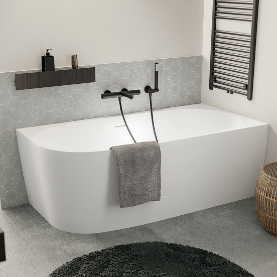 Luca Varess Sutilo tweepersoons hoekbad rechts 170 x 75cm acryl mat wit