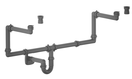 Santeg UniSpace Plus 40 Duo afvoer voor wastafels grijs