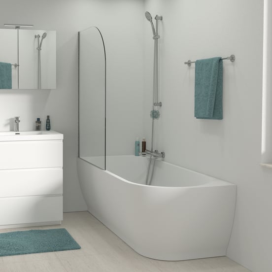 Linie Paulo baignoire d'angle gauche double 180 x 80 cm acrylique blanc mat