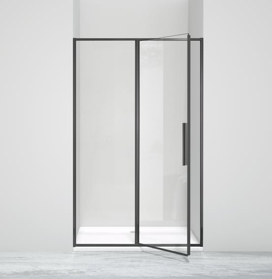 Luca Varess Morano porte pivotante 120 x 190 cm verre transparent profil noir mat