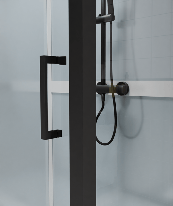 Luca Varess Talan cabine de douche avec portes pivotantes 90 x 90 cm verre transparent profil noir mat