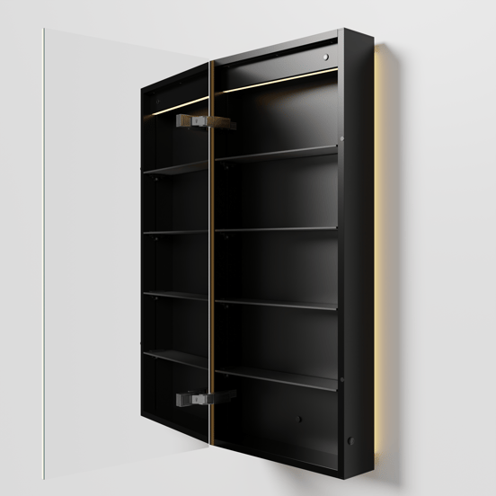 Balmani Mara armoire de toilette lumineux et anti-buée 45 x 100 cm Noir Mat