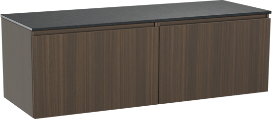 Balmani Sfera meuble salle de bains suspendu 150 x 55 cm eucalyptus avec Stretto tablette simple ou double en granit noir