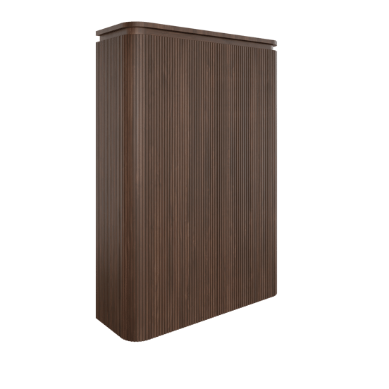 Balmani Moon zwevende badkamerkast Amerikaans notenhout 90 x 32 x 130 cm vert. sym. groef