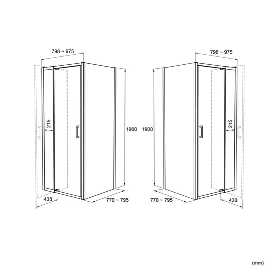 Luca Varess Vidor Telescope paroi de douche avec porte pivotante et paroi latérale fixe 100 x 80 cm verre transparent profil chrome brillant