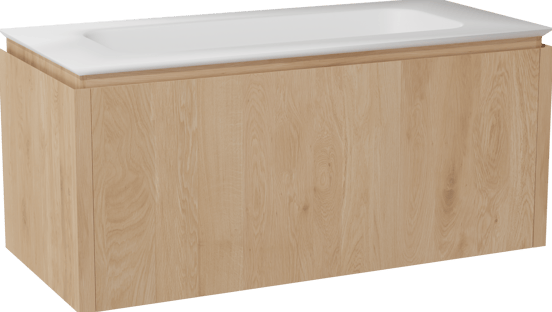 Balmani Eclips zwevend badmeubel 120 x 55 cm Natuur eiken met Eclips enkele wastafel in Solid Surface mat wit
