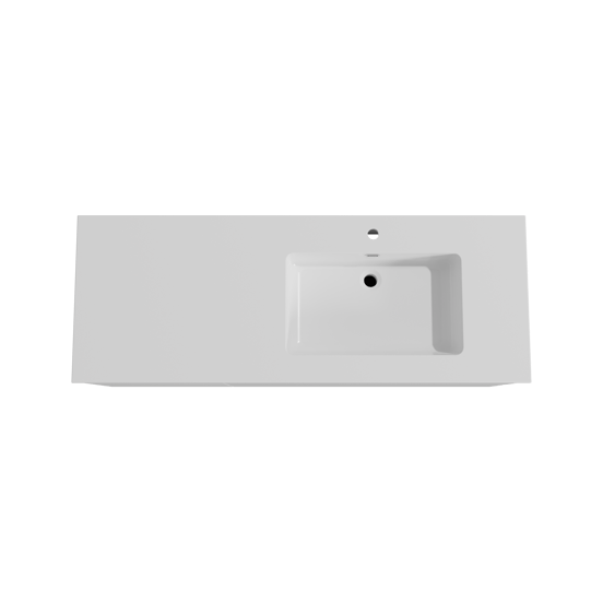 Storke Edge zwevend badmeubel 140 x 52 cm hoogglans wit met Diva asymmetrisch rechtse wastafel in composietmarmer hoogglans wit