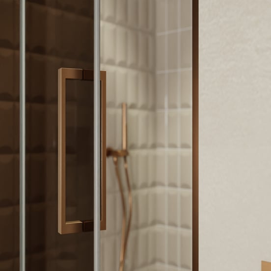 Balmani Senses Design porte pivotante à gauche 100 cm x 210 cm verre Bronze, Profil Brushed Rosegold