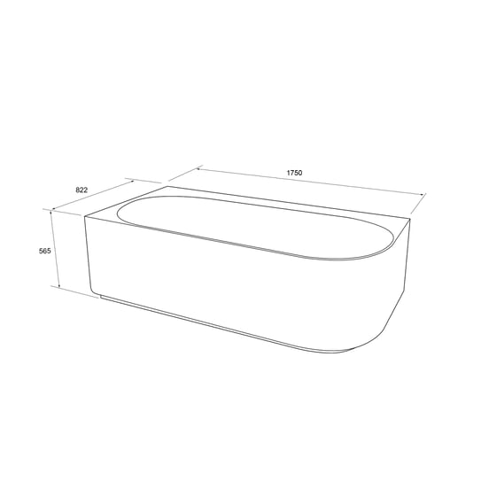 Balmani Scala tweepersoonsbad hoekbad links 175 x 80 cm Solid Surface mat wit