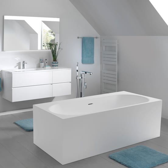 Luca Varess Siesta Rechteckige Freistehende Badewanne: 180 x 90 cm, Acryl, Weiß matt