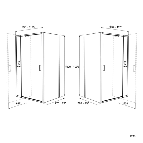 Luca Varess Vidor Telescope paroi de douche avec porte pivotante et paroi latérale fixe 120 x 80 cm verre transparent profil chrome brillant