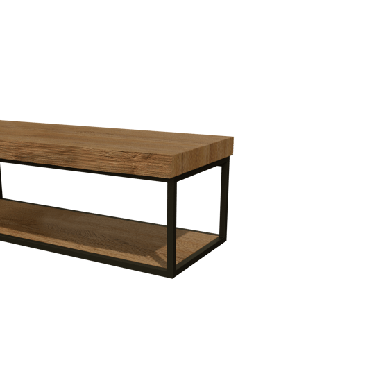 Balmani Life Edge Mini Handwaschbecken: Teak mit Schwarzem Rahmen, 55 x 22.5 cm