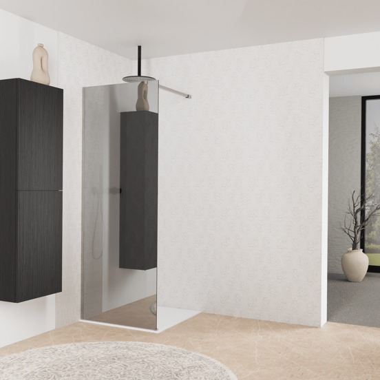 Balmani Modular douche à l'italienne: 80 x 200 cm, Miroir Reflex, Profil Brushed Inox