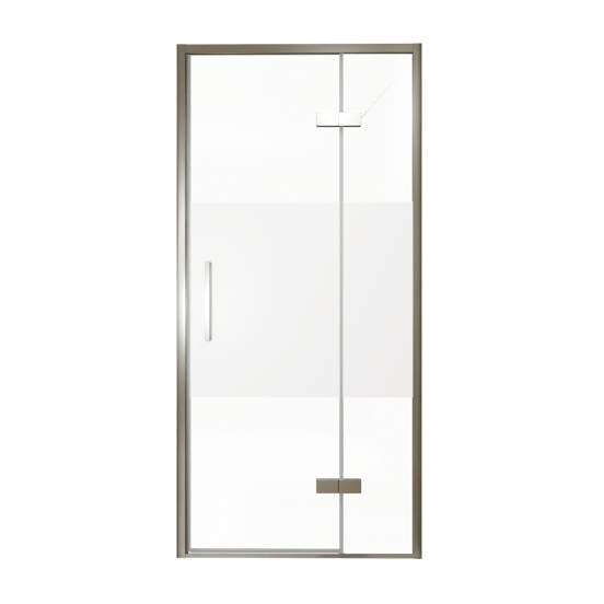 Balmani Senses Design douche draaideur rechts 100 cm x 210 cm Helder glas met matte strook, Brushed GunMetal profielen