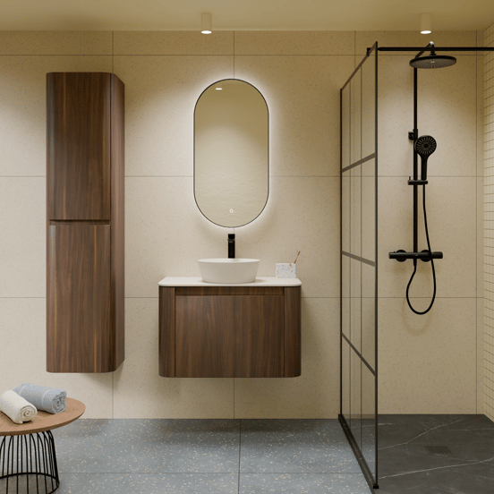 Storke Soft zwevende wastafelonderkast 80 x 46 cm Notenhout 2 lades