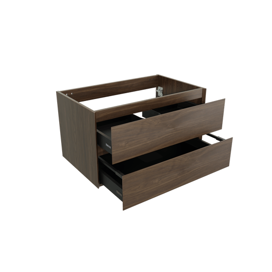 Balmani Mitra hängender Waschbeckenunterschrank 90 x 55 cm Amerikanischer Nussbaum 2 Schubladen