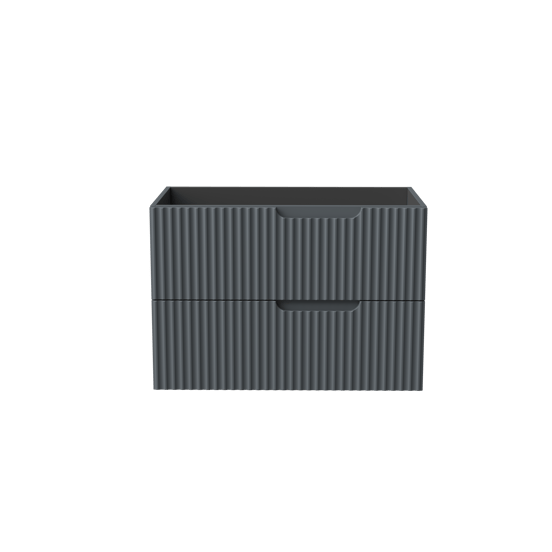 Linie Ribbo zwevende wastafelonderkast 80 x 46 cm blauw antraciet 2 lades