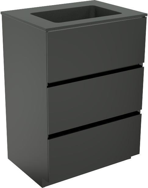 Storke Edge meuble salle de bains à poser 60 x 46 cm noir mat avec Scuro plan simple en quartz noir mat