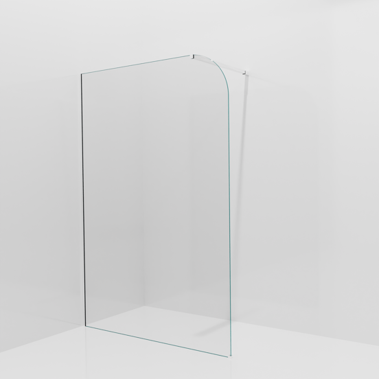 Balmani Modular inloopdouche: 140 x 200 cm, Helder glas afgerond, Hoogglans chroom profielen