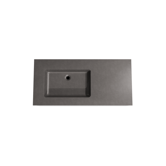 Storke Edge zwevend badmeubel 110 x 52 cm mat wit met Scuro asymmetrisch linkse wastafel in kwarts mat zwart