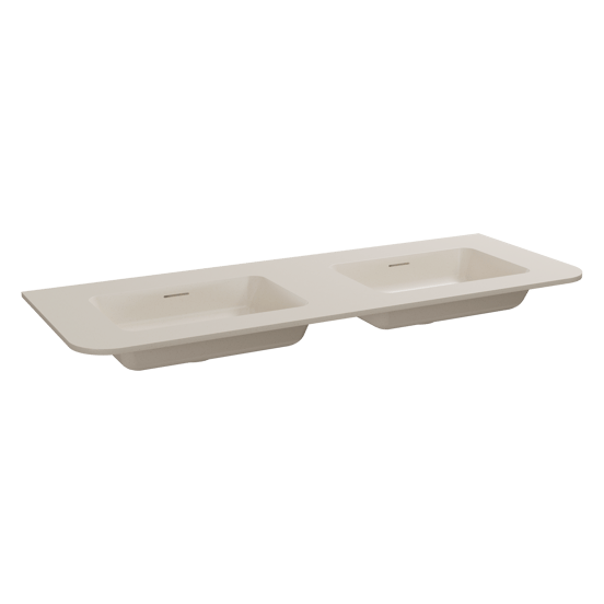 Storke Mata Soft dubbele wastafel beige granita solid surface 120 x 46 cm