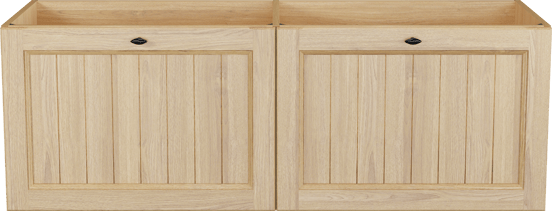 Balmani Lemon hängender Waschbeckenunterschrank: 150 x 55 cm, Naturbelassene Eiche Furnier, 4 Schubladen