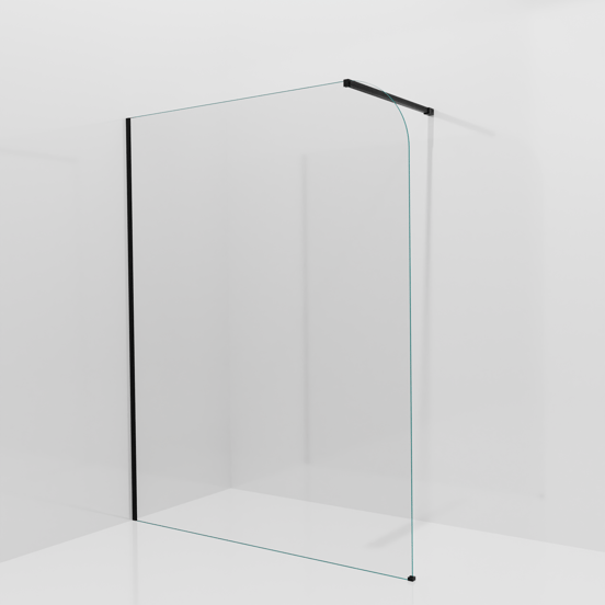 Balmani Modular Walk-In Dusche: 160 x 200 cm, Klarglas abgerundet, Profil Schwarz matt