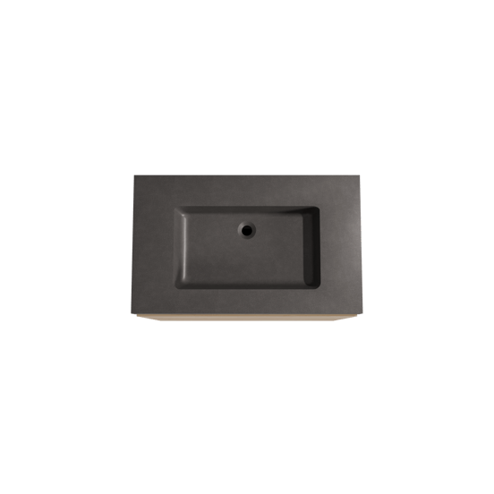 Storke Edge staand badkamermeubel 85 x 52 cm ruwe eik met Scuro High enkele wastafel in kwarts mat zwart