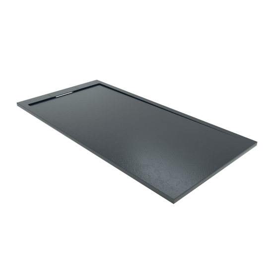 Balmani Indus douchebak 180 x 90 cm composietmarmer grafietgrijs leisteenstructuur