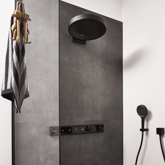 Hansgrohe Rainfinity 360 Tête de douche rond Ø 36 cm avec support mural noir mat